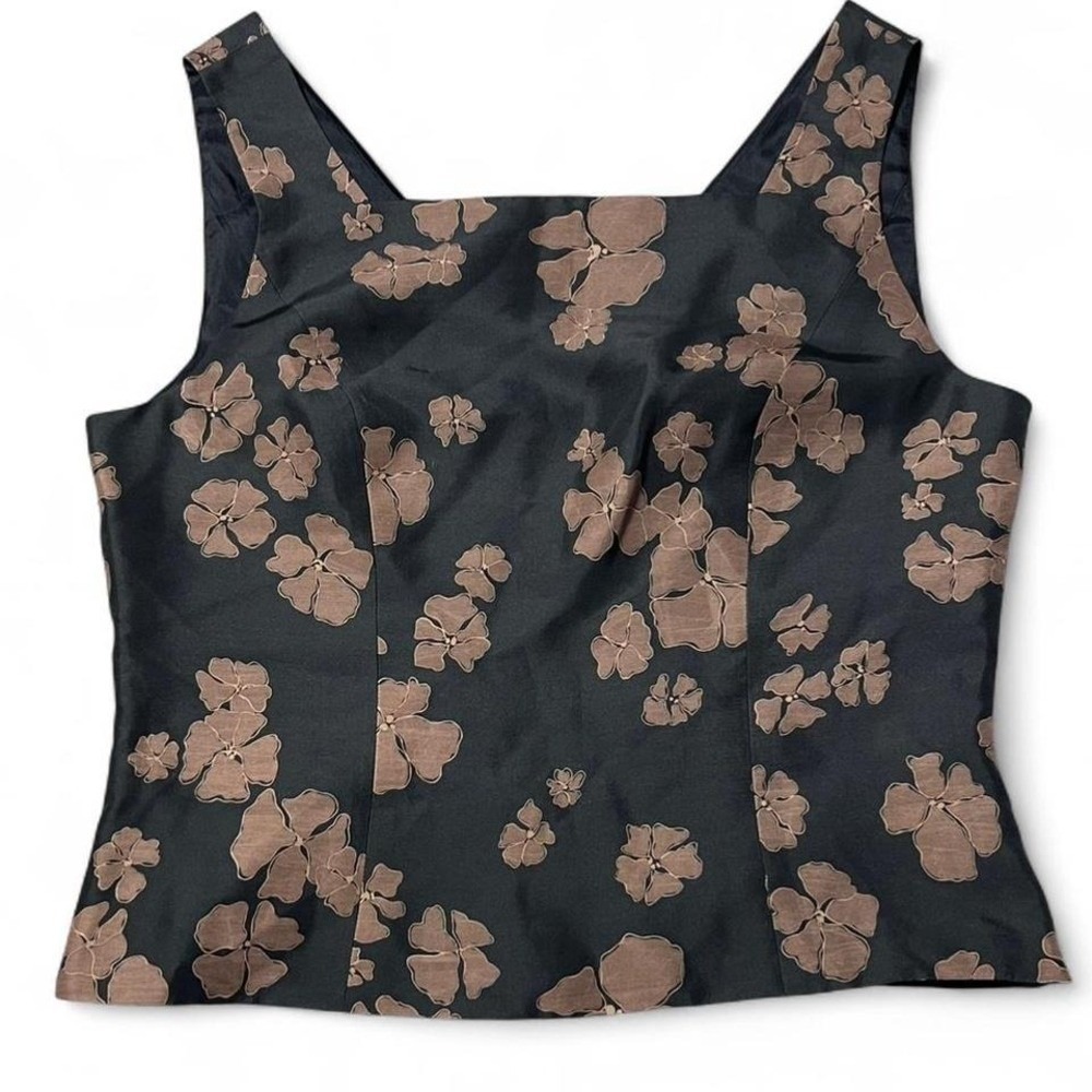 Adrianna Papell black floral silk tank - size 10